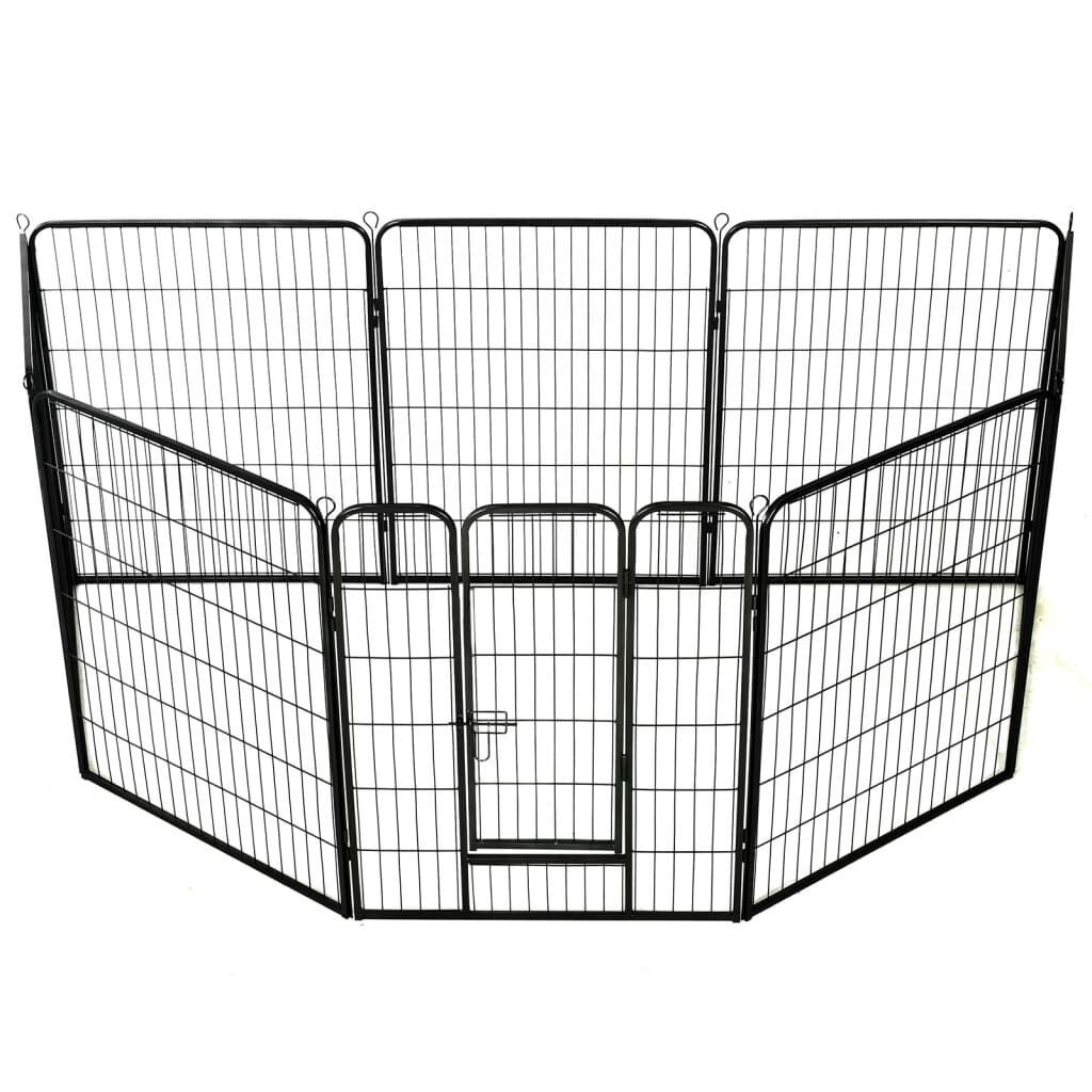vidaXL Dog Playpen 8 Panels Steel 80x100 cm Black