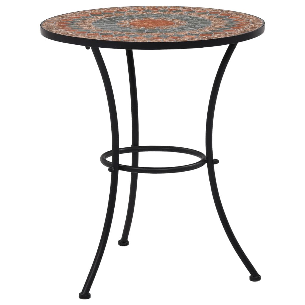 vidaXL 3 Piece Mosaic Bistro Set Ceramic Tile Orange/Grey