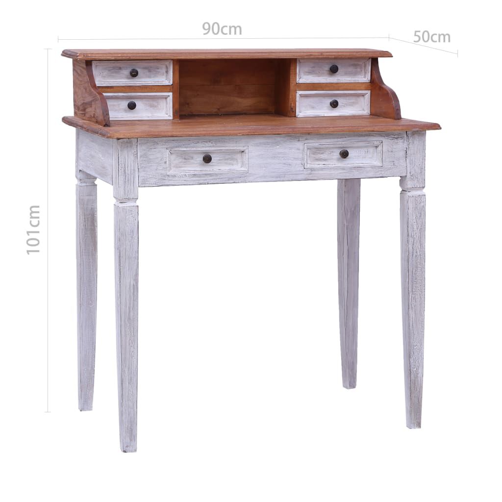 vidaXL Writing Desk with Drawers 90x50x101 cm Solid Mahogany Wood