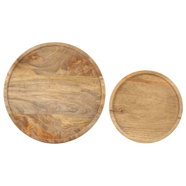 vidaXL 2 Piece Coffee Table Set Solid Mango Wood and Steel