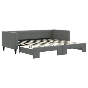 vidaXL Daybed with Trundle without Mattress Dark Grey 100x190 cm