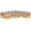 vidaXL 9 Piece Garden Lounge Set with Taupe Cushions Solid Wood
