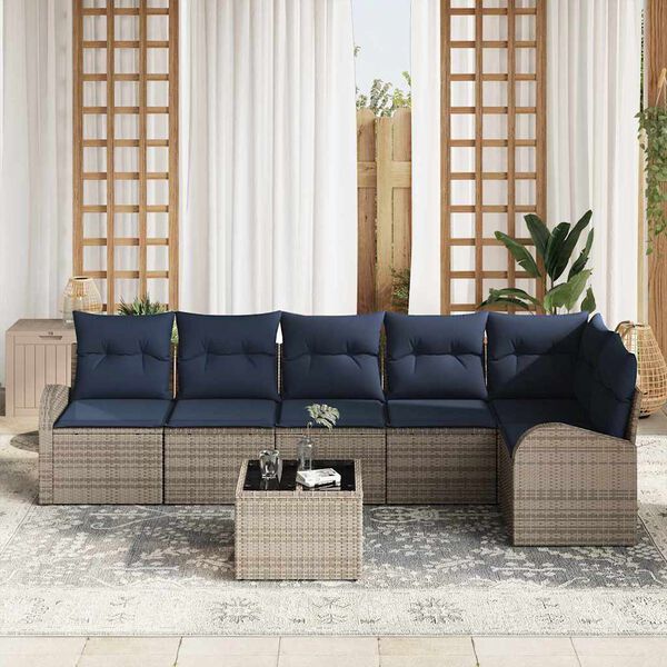 vidaXL Garden Sofa Set Grey Poly Rattan