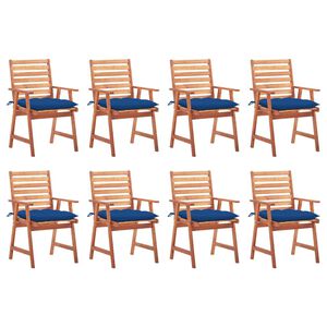 vidaXL Outdoor Dining Chairs 8 pcs with Cushions Solid Acacia Wood