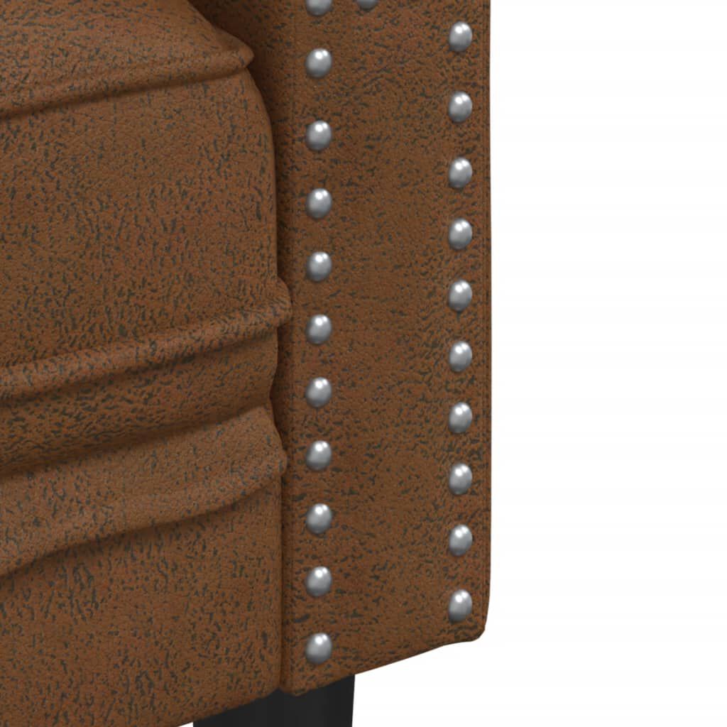 vidaXL Chesterfield Sofa 3-Seater Brown Faux Suede Leather