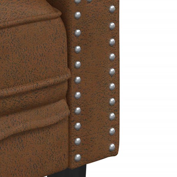 vidaXL Chesterfield Sofa 3-Seater Brown Faux Suede Leather