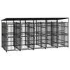 vidaXL Outdoor Dog Kennel with Roof Steel 9.22 m²