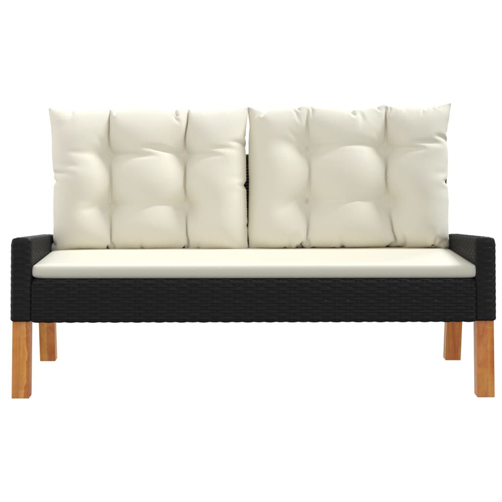 vidaXL 4 Piece Garden Lounge Set with Cushions Poly Rattan&Solid Wood
