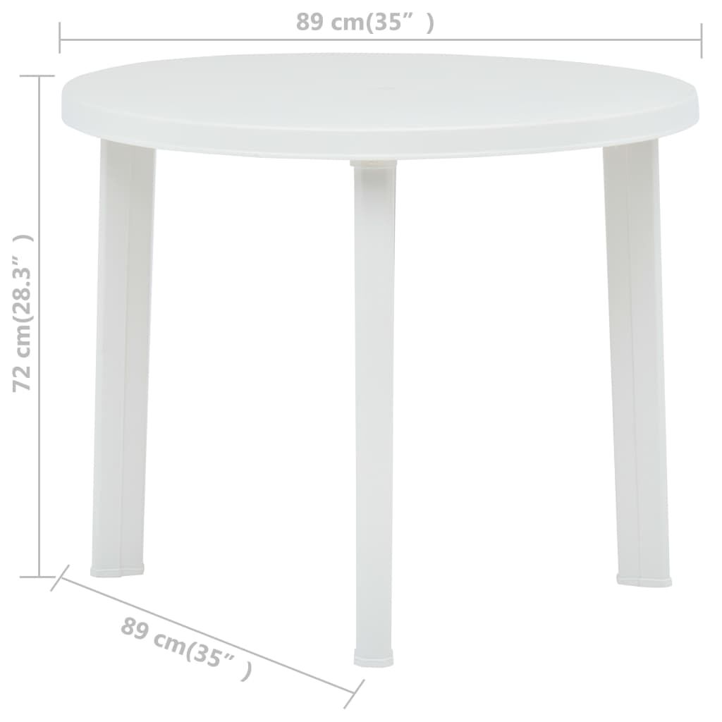 vidaXL Garden Table White 89 cm Plastic