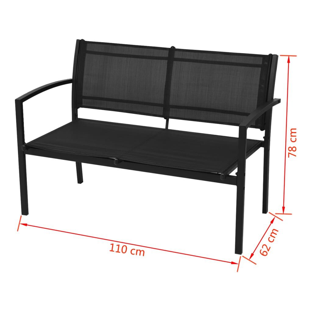 vidaXL 4 Piece Garden Lounge Set Textilene Black