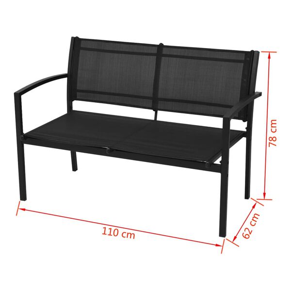 vidaXL 4 Piece Garden Lounge Set Textilene Black