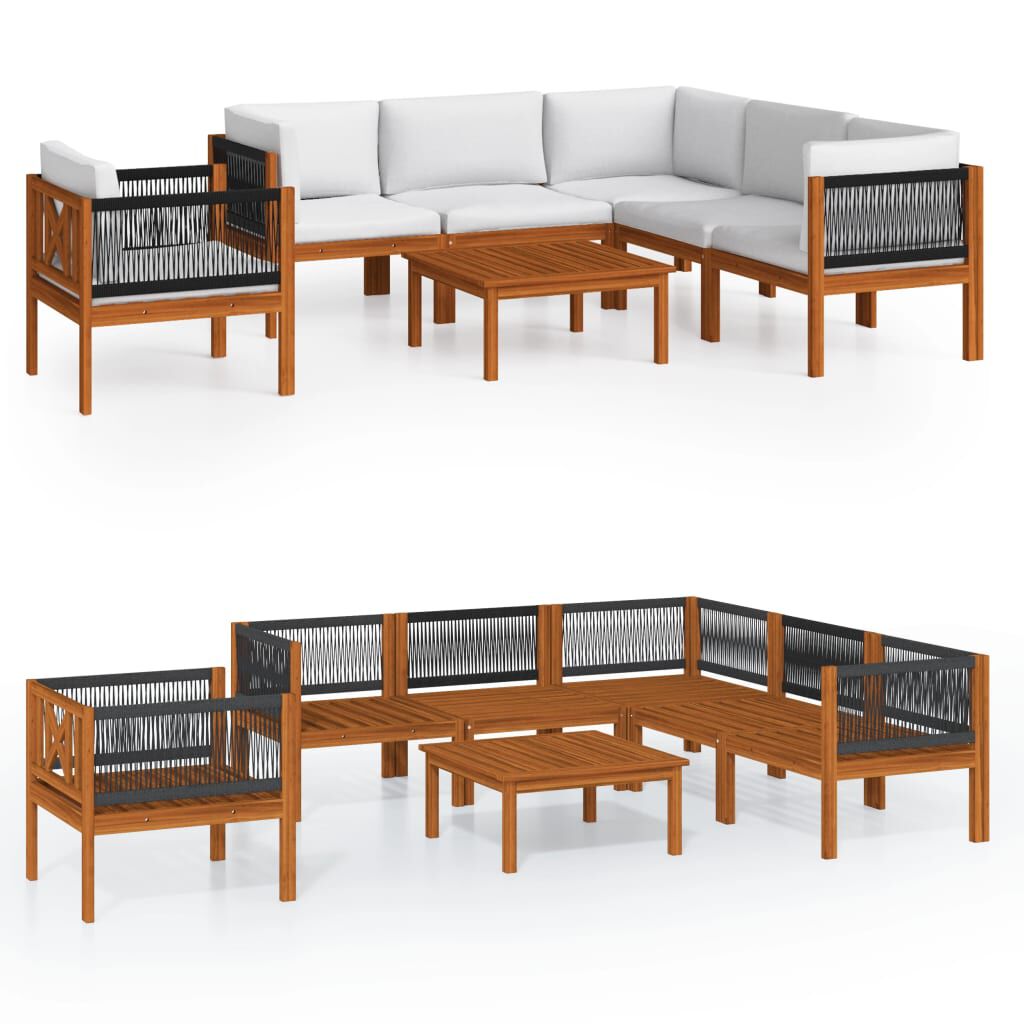 vidaXL 7 Piece Garden Lounge Set with Cushions Cream Solid Acacia Wood