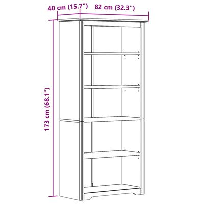 vidaXL Bookcase BODO Grey 80x38x180 cm Solid Wood Pine 5-Tier