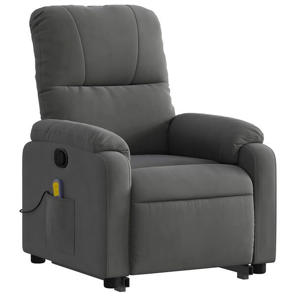 vidaXL Stand up Massage Recliner Chair Dark Grey Microfibre Fabric