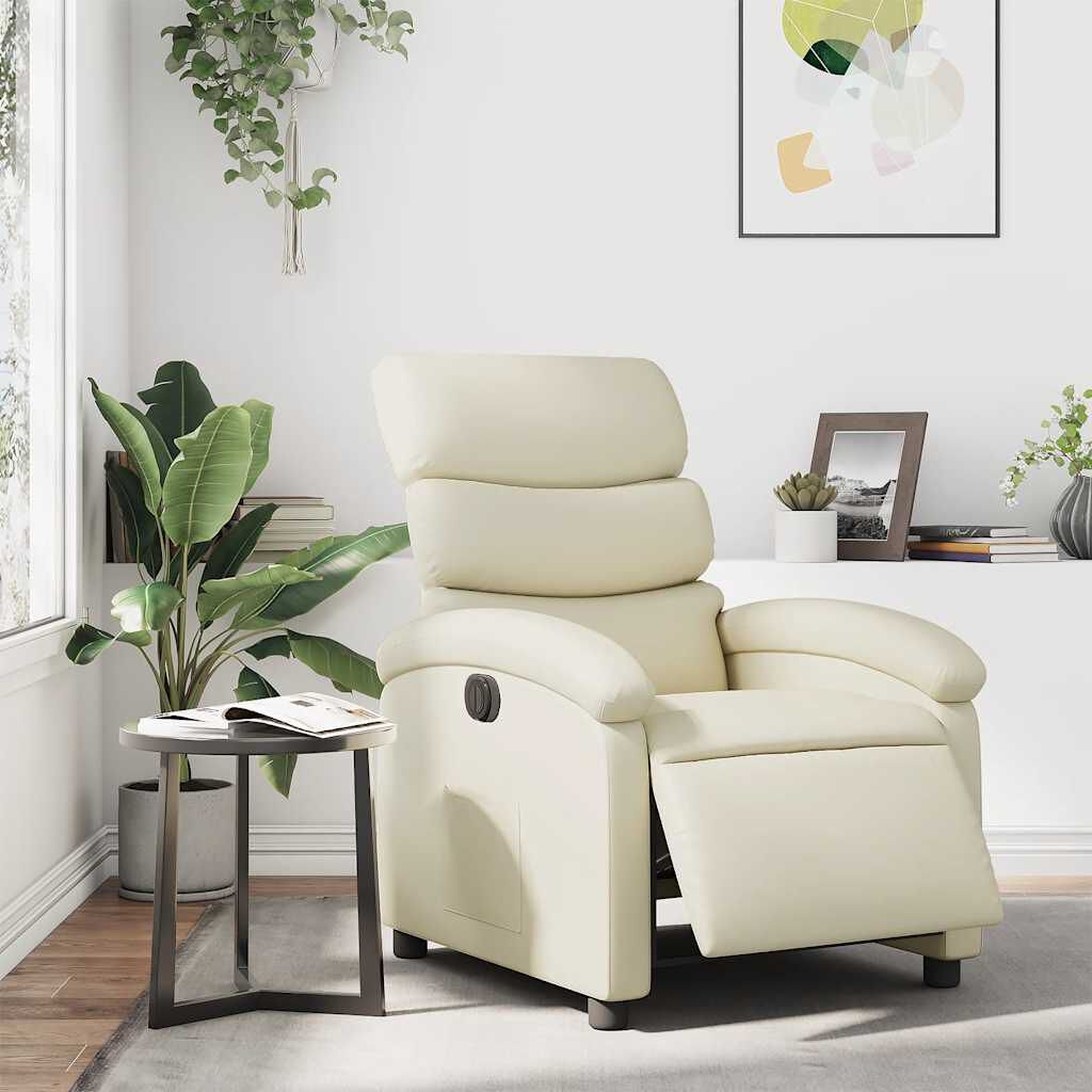 vidaXL Electric Recliner Chair Cream Faux Leather