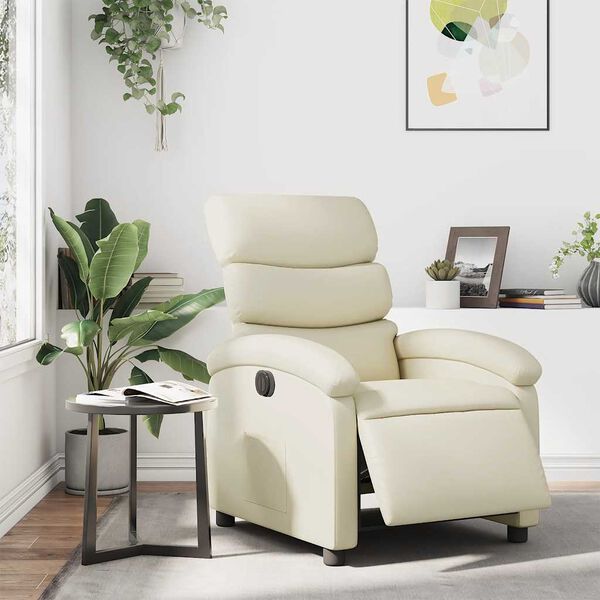 vidaXL Electric Recliner Chair Cream Faux Leather