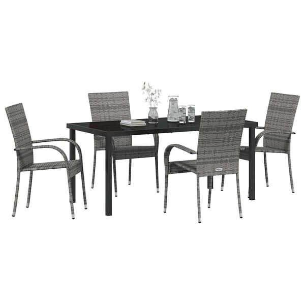 vidaXL Garden Dining Set 5 pcs Grey Powder-Coated Steel
