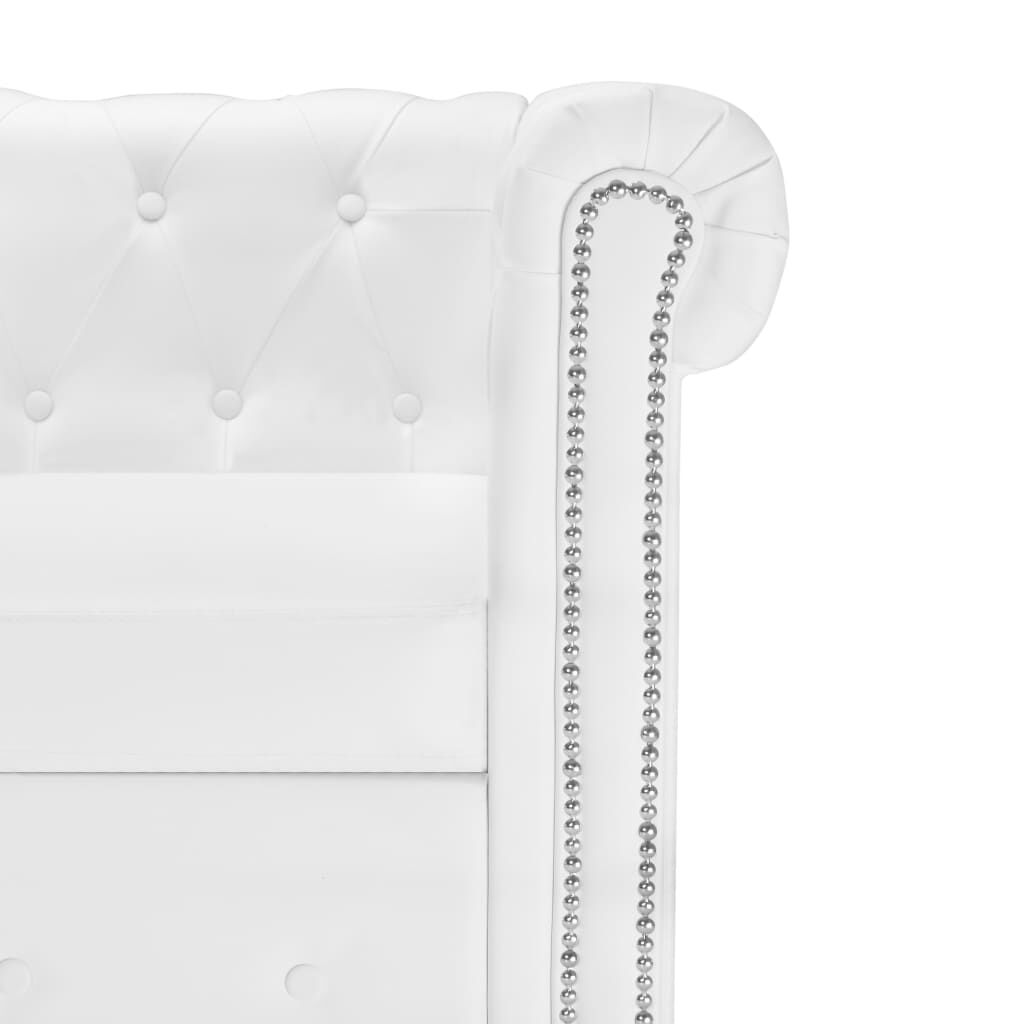 vidaXL L-shaped Chesterfield Sofa Artificial Leather White