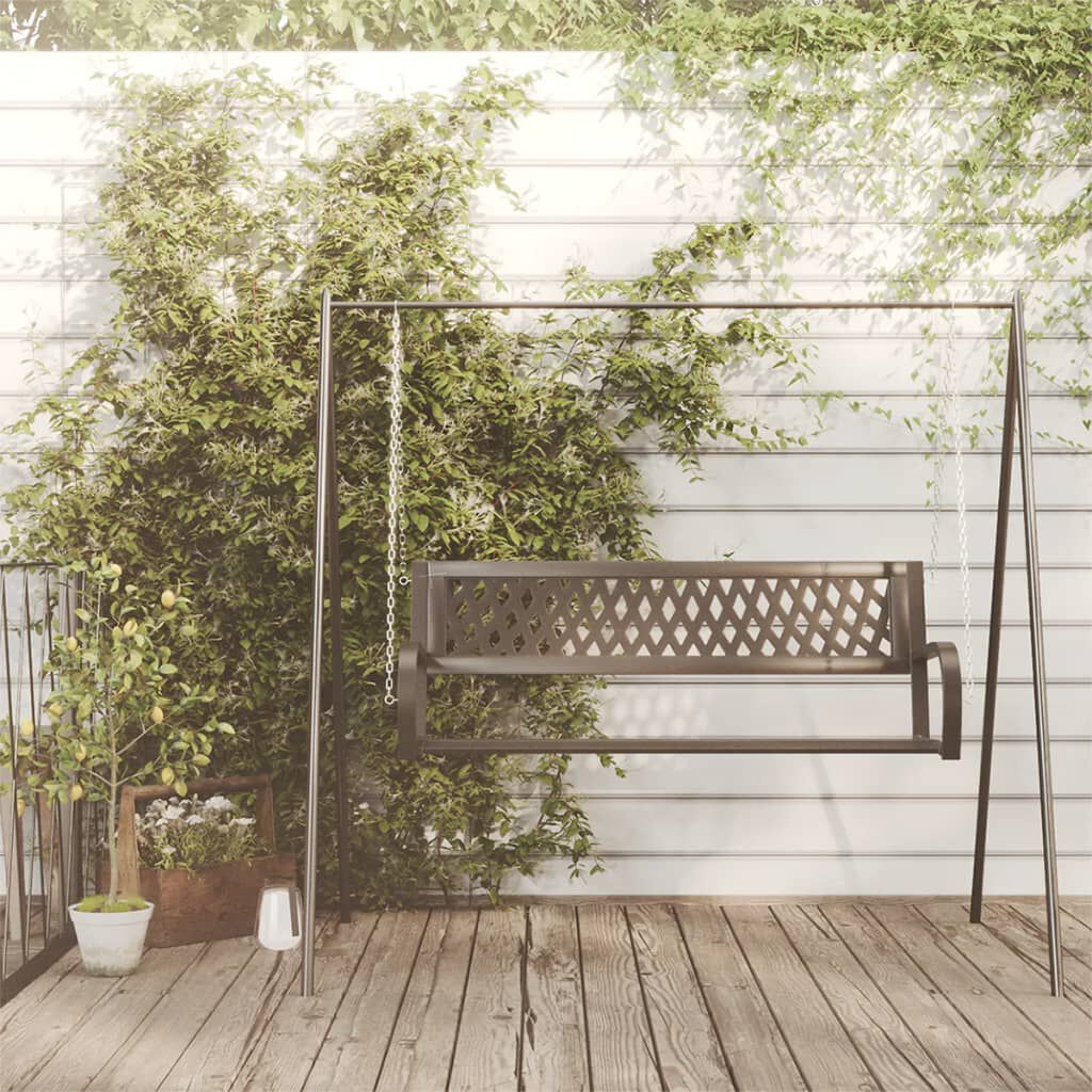 vidaXL Garden Swing Bench 125 cm Steel and Plastic Black