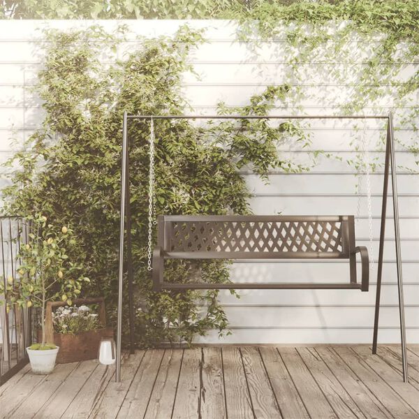 vidaXL Garden Swing Bench 125 cm Steel and Plastic Black