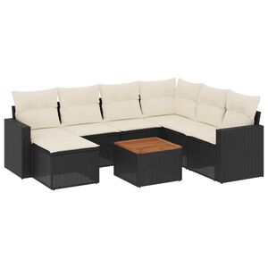 vidaXL 8 Piece Garden Sofa Set with Cushions Black Poly Rattan