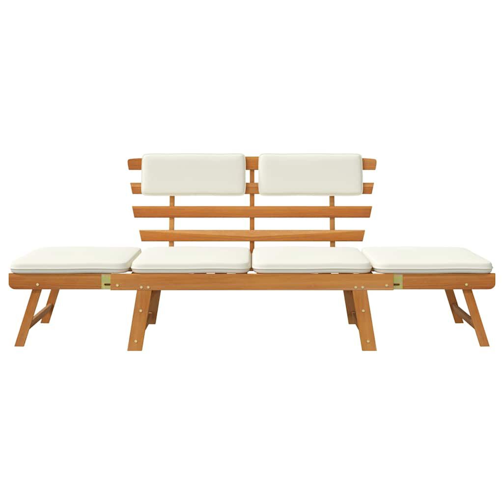 vidaXL Garden Bench with Cushions 2-in-1 190 cm Solid Acacia Wood