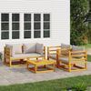 vidaXL 5 Piece Garden Lounge Set with Light Grey Cushions Solid Wood