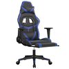 vidaXL Gaming Chair with Footrest Black and Blue Faux Leather