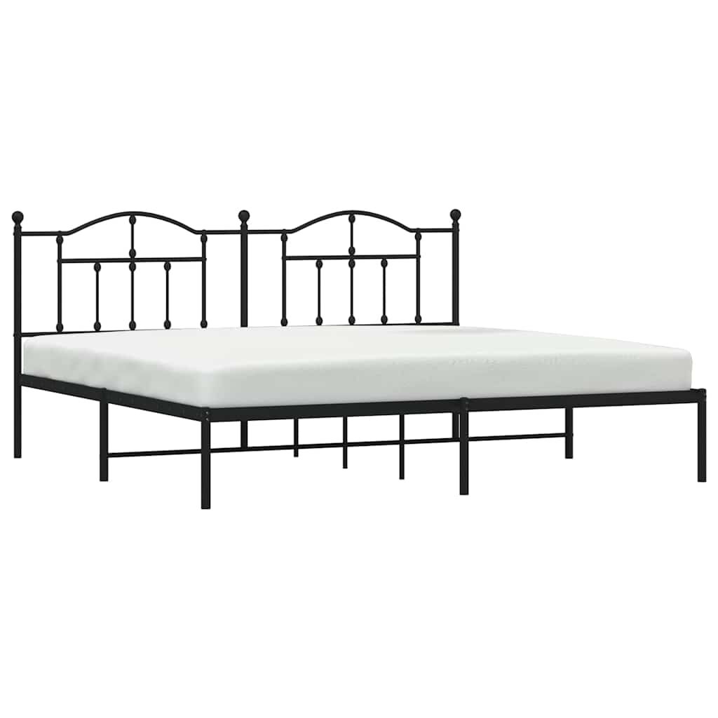 vidaXL Metal Bed Frame without Mattress with Headboard Black 193x203cm