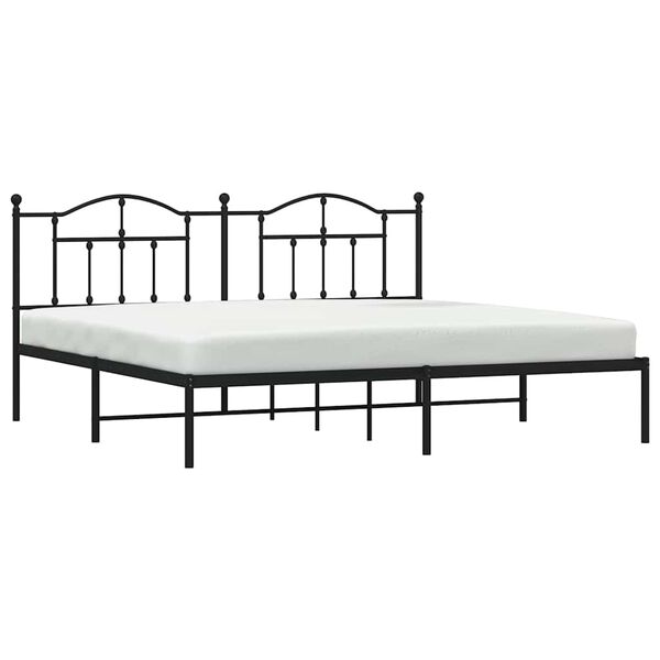 vidaXL Metal Bed Frame without Mattress with Headboard Black 193x203cm