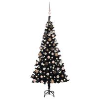 vidaXL Artificial Pre-lit Christmas Tree with Ball Set Black 120 cm PVC