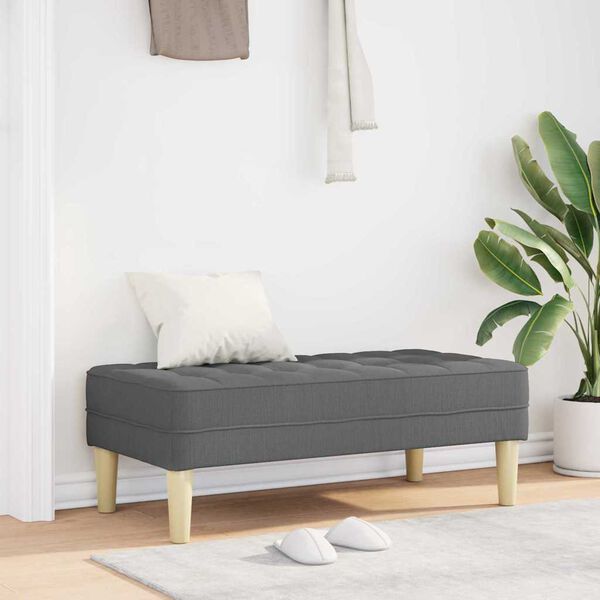 vidaXL Bench with Cushion Dark Grey 113 x 57 x 39 cm Fabric