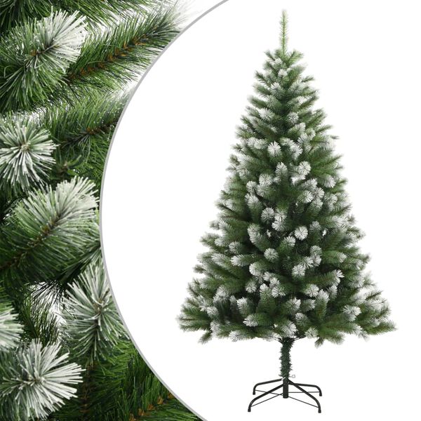 vidaXL Artificial Hinged Christmas Tree with Flocked Snow 210 cm