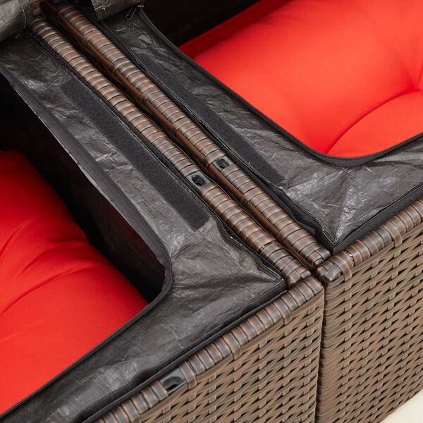 vidaXL Garden Sofa with Cushions 2-Seater Brown Poly Rattan