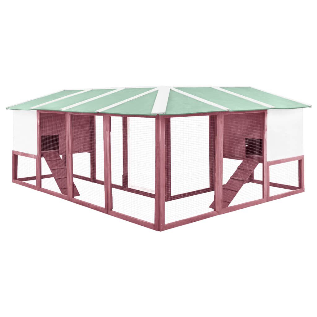vidaXL Outdoor Rabbit Hutch with Run Mocca and White Solid Fir Wood