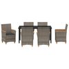 vidaXL Garden Dining Set 7 pcs Grey Poly Rattan