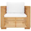 vidaXL Garden Sofa Chair with Cream Cushions Solid Wood Teak