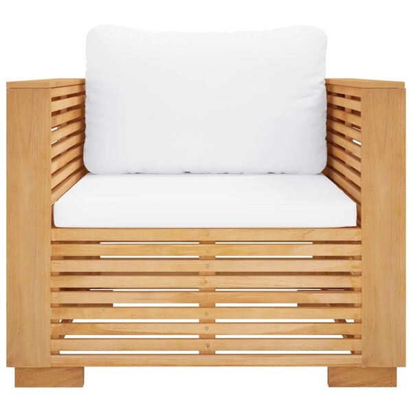 vidaXL Garden Sofa Chair with Cream Cushions Solid Wood Teak