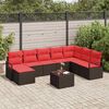 vidaXL Sofa Set with Cushion 9 pcs Brown Poly Rattan