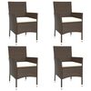 vidaXL 5 Piece Garden Dining Set with Cushions Brown Poly Rattan