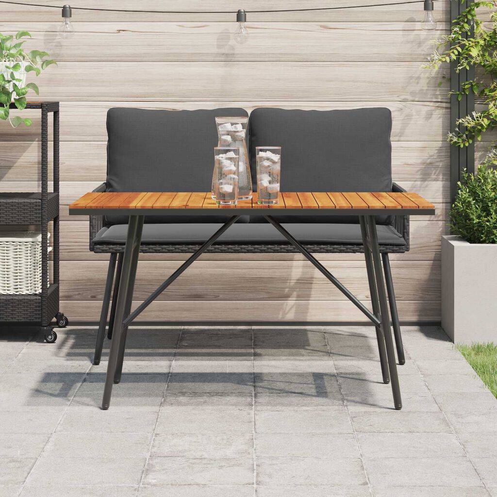 vidaXL Dining Table - Black, 110x55x62 cm, Made from Solid Acacia Wood