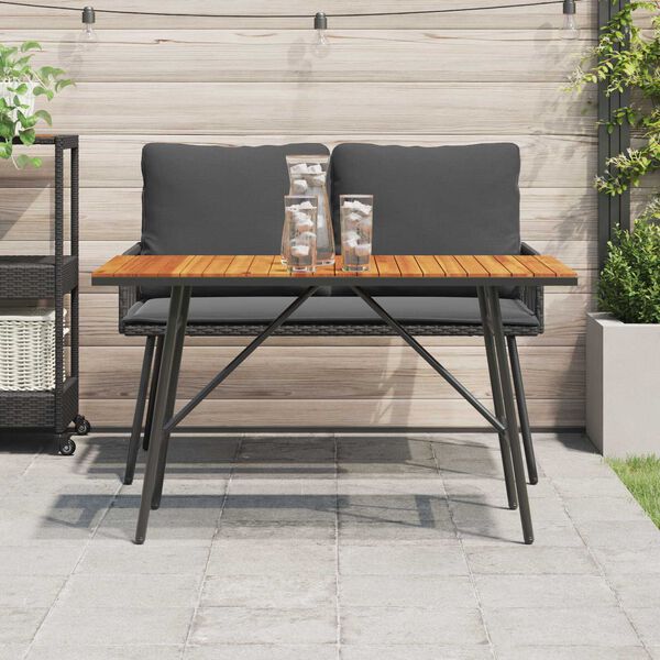 vidaXL Dining Table - Black, 110x55x62 cm, Made from Solid Acacia Wood