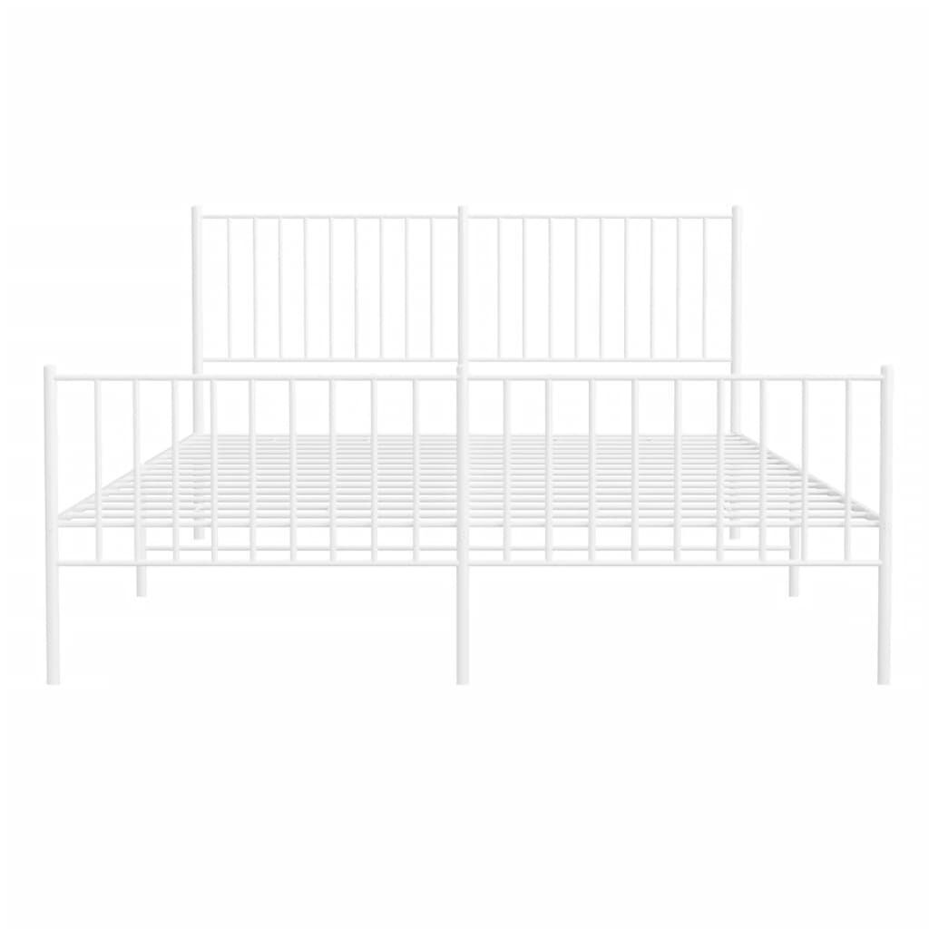 vidaXL Metal Bed Frame without Mattress with Footboard White 150x200cm