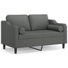 vidaXL 2-Seater Sofa with Throw Pillows Dark Grey 120 cm Fabric