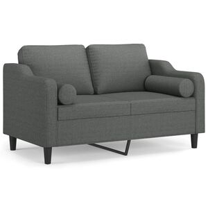 vidaXL 2-Seater Sofa with Throw Pillows Dark Grey 120 cm Fabric