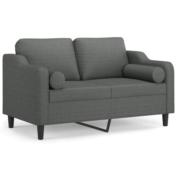 vidaXL 2-Seater Sofa with Throw Pillows Dark Grey 120 cm Fabric