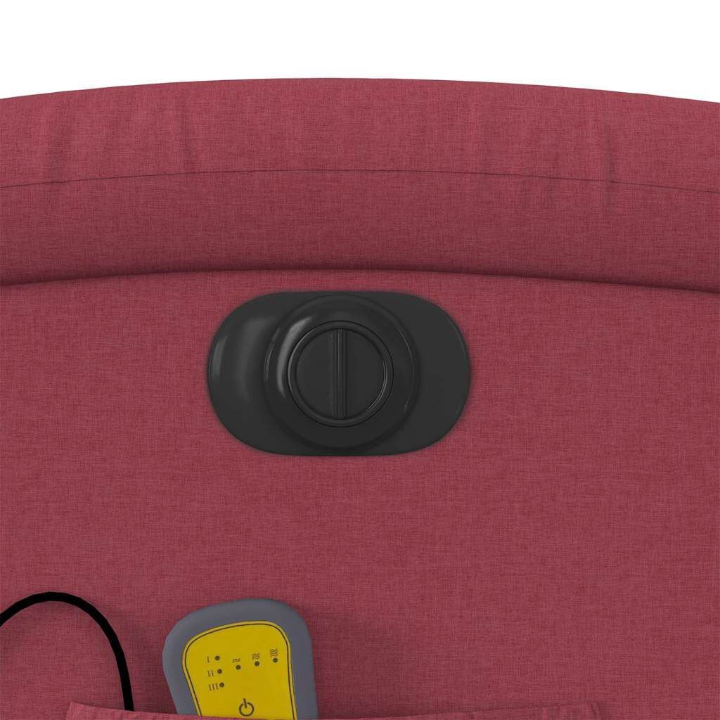 vidaXL Electric Massage Recliner Chair Wine Red Fabric
