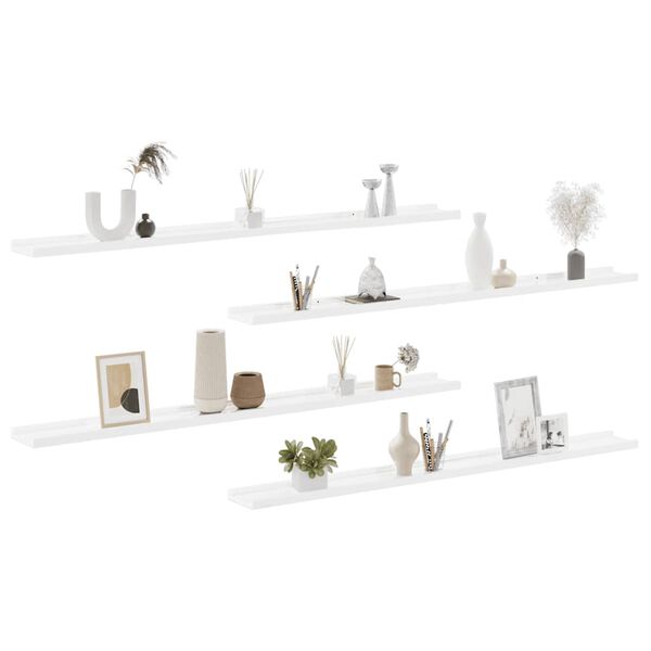 vidaXL Wall Shelves 4 pcs White 115x9x3 cm