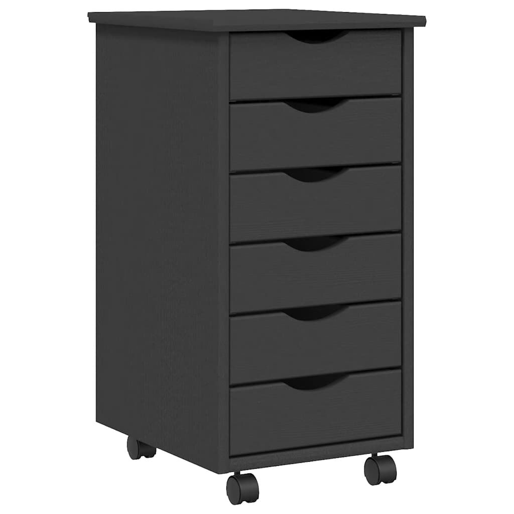 vidaXL Rolling Cabinet with Drawers MOSS Grey Solid Wood Pine