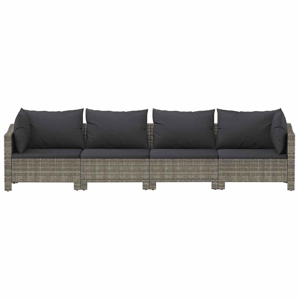 vidaXL 4 Piece Garden Lounge Set with Cushions Grey Poly Rattan